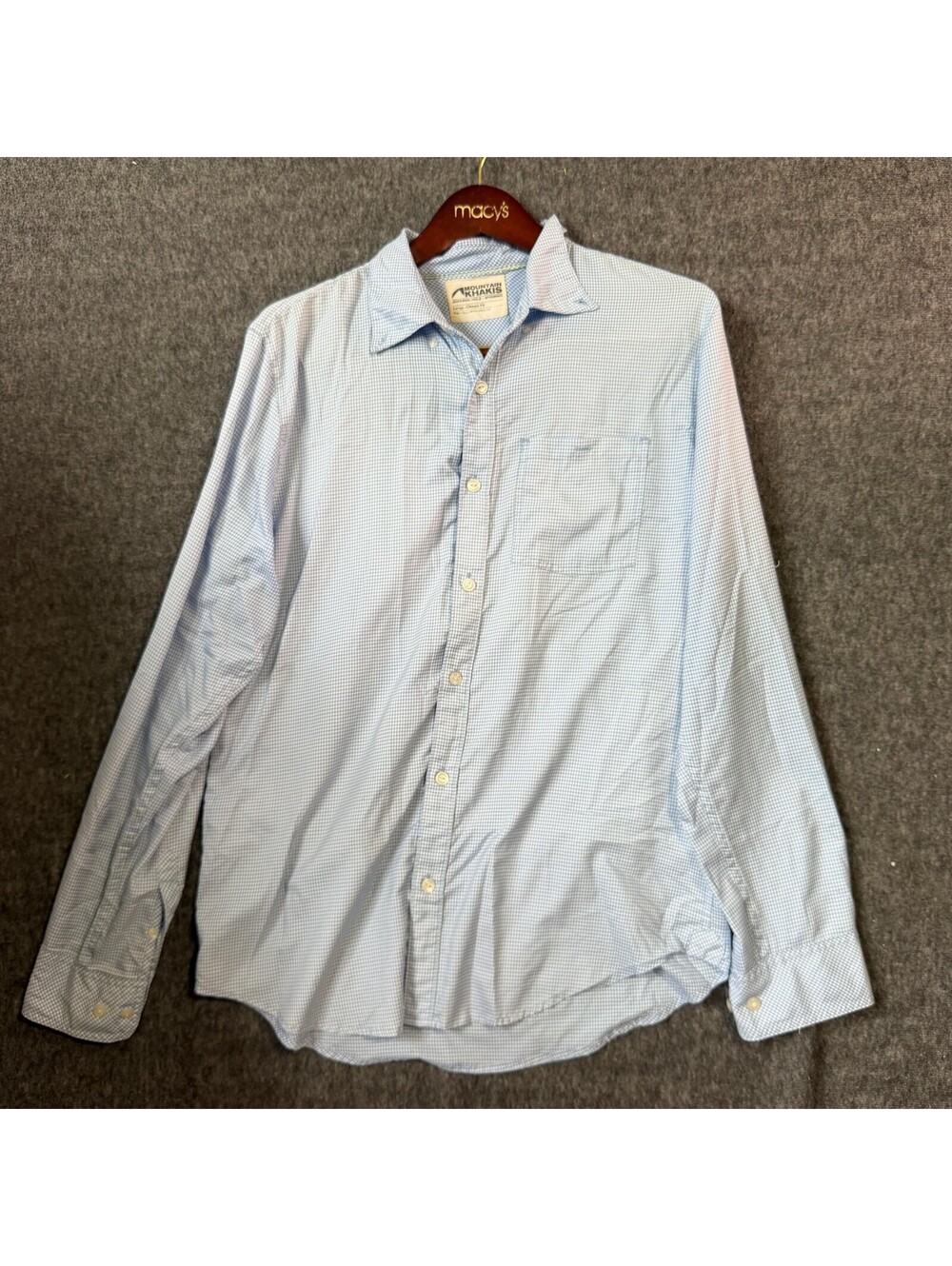 Mountain Khakis Shirt Mens Large Blue Check Classic Fit Long Sleeve Button Up